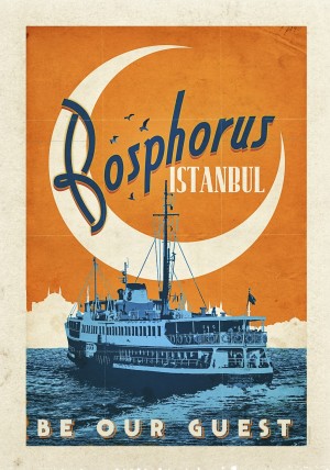 Turkey Bosphorus Istanbul vintage travel poster